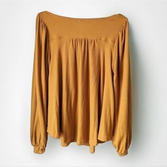 FREE PEOPLE Oversized Flowy Bubble Sleeve Devin Henley Top in Autumn Pea… - Picture 5 of 12